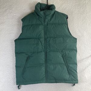 VTG Northwest Territory Vest Mens Medium Green Quilted Down Puffer Full Zip READ